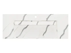 Lavatório suspenso em superfície sólida efeito mármore branco - 120 cm - TAKOTNA