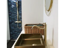 Leeds Misturadora de lavatório retro em dourado escovado Essebagno