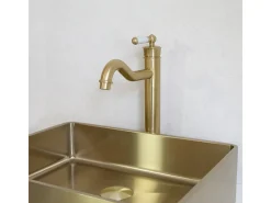 Leeds Misturadora de lavatório retro em dourado escovado Essebagno