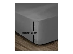 Lençol Ajustável 100% Algodão 160x200cm - Cinza Escuro Elástico 35cm