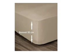 Lençol Ajustável 100% Algodão 160x200cm - Bege com Altura de 35cm