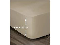 Lençol Ajustável 100% Algodão 140x190cm - Bege
