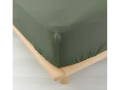Lençol Ajustável Dupla Gaze de Algodão Angelia 140x190 Kaki - Suavidade e Elegância