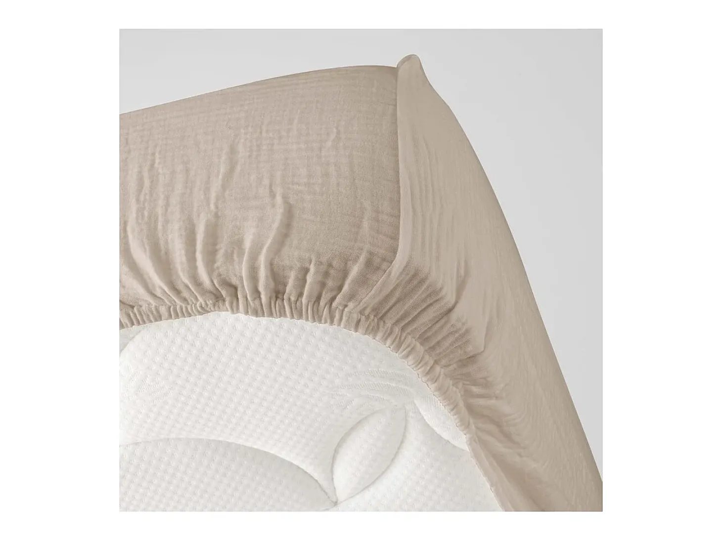Lençol Ajustável Dupla Gaze de Algodão Angelia 160x200 Areia - Suavidade Natural e Conforto Ótimo