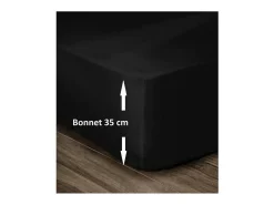 Lençol de Elástico 100% Algodão Preto 160x200cm - Altura 35cm