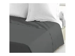 Lençol Plano 100% Algodão 240x300 cm Cinza Escuro OEKO-TEX