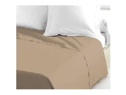 Lençol Plano 100% Algodão 240x300 cm Bege OEKO-TEX Lavável na Máquina