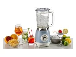 Liquidificador azul vintage Ariete com copo de vidro