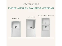 Lisse lava-loiça reversível 2 cubas 1 escorredor em resina branca Essebagno