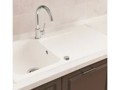 Lisse lava-loiça reversível 1 cuba grande 1 escorredor em resina branca Essebagno