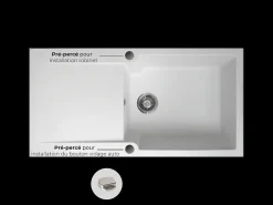 Lisse lava-loiça reversível 1 cuba grande 1 escorredor em resina branca Essebagno