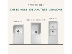Lisse lava-loiça reversível 1 cuba grande 1 escorredor em resina branca Essebagno
