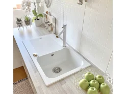 Lisse lava-loiça reversível 1 cuba 1 escorredor em resina branca Essebagno