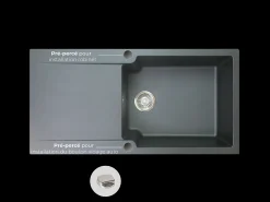 Lisse lava-loiça reversível 1 cuba grande 1 escorredor em resina preta Essebagno