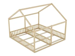 Lit cabane en bois de pin 2x90x200cm - juntamente com alguns cafés com leite - Natural