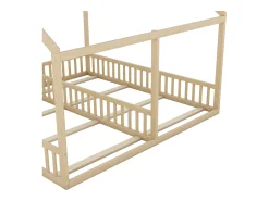 Lit cabane en bois de pin 2x90x200cm - juntamente com alguns cafés com leite - Natural