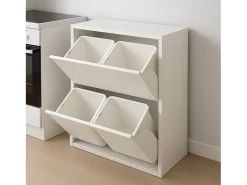 Lixeira Aller, Lixeira, Lixeira, Armário de metal com lixeiras, 60x25h92 cm, Branco