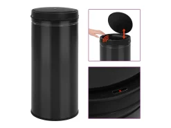 Lixeira automática com sensor de 80 litros aço carbono preto 02_0006034