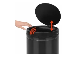 Lixeira automática com sensor de 80 litros aço carbono preto 02_0006034