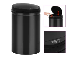 Lixeira automática com sensor de movimento de 30 litros em aço carbono preto 02_0006075