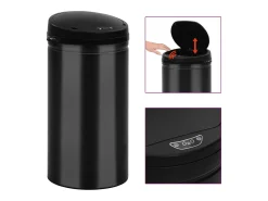 Lixeira automática com sensor de 50 litros aço carbono preto 02_0006087