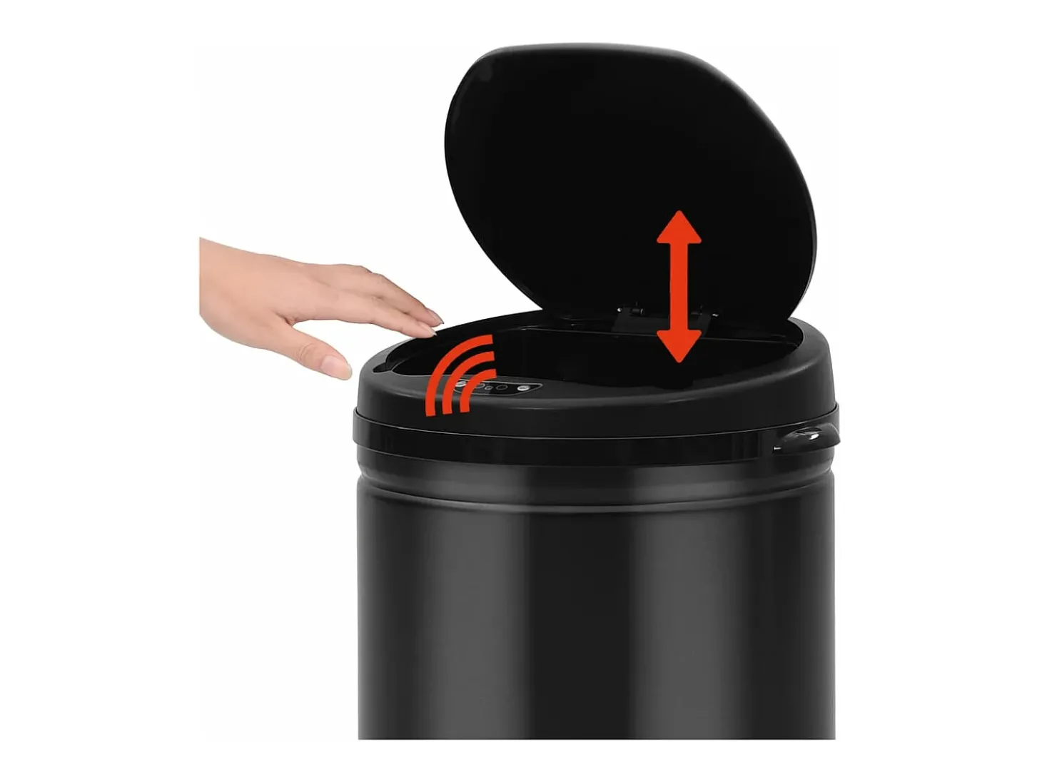 Lixeira automática com sensor de 50 litros aço carbono preto 02_0006087