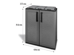 Lixeira Dagostin, Lixeira, Lixeira de 2 portas, 100% Made in Italy, 68x37h84 cm, Cinza e Preto, Acabamento em linhas