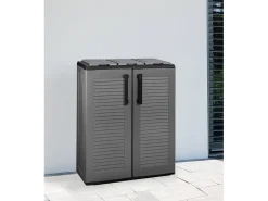 Lixeira Dagostin, Lixeira, Lixeira de 2 portas, 100% Made in Italy, 68x37h84 cm, Cinza e Preto, Acabamento em linhas