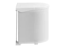 Lixeira de cozinha integrada de plástico branco com capacidade para 12 litros 02_0006062