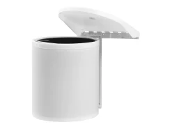 Lixeira de cozinha integrada de plástico branco com capacidade para 12 litros 02_0006062