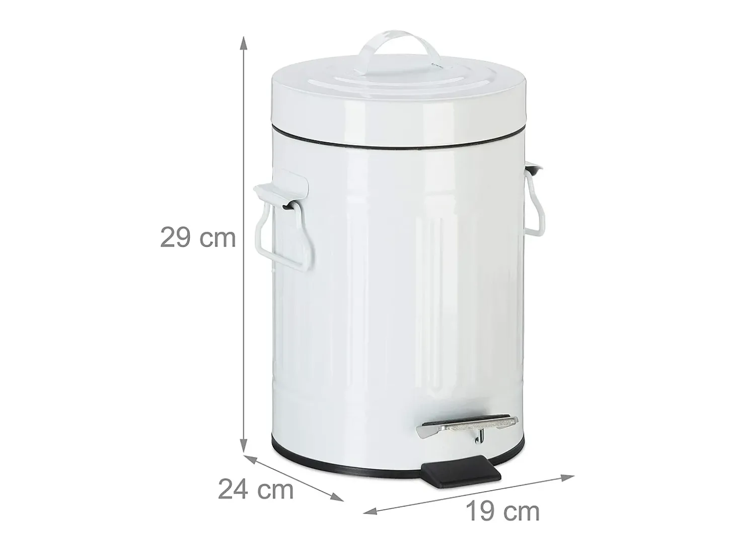 Lixeira de pedal vintage em metal para cozinha ou banheiro 3 litros branca 13_0002319