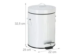 Lixeira de pedal vintage em metal para cozinha ou banheiro 5 litros branca 13_0002319_2