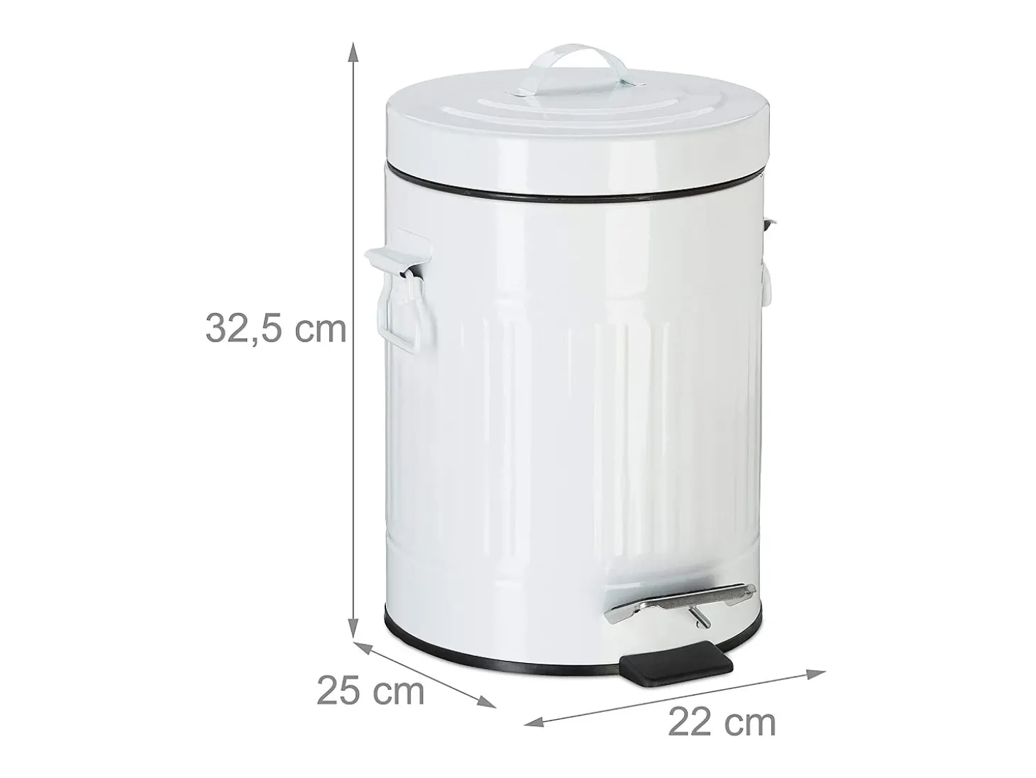 Lixeira de pedal vintage em metal para cozinha ou banheiro 5 litros branca 13_0002319_2