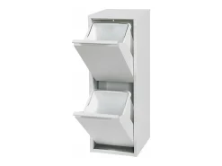 Lixeira de reciclagem de parede com 2 compartimentos removíveis 93 x 33 x 25 cm branca 03_0008198