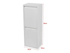 Lixeira de reciclagem de parede com 2 compartimentos removíveis 93 x 33 x 25 cm branca 03_0008198