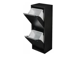 Lixeira de reciclagem de parede com 2 compartimentos removíveis 93 x 33 x 25 cm preta 03_0008199