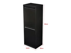 Lixeira de reciclagem de parede com 2 compartimentos removíveis 93 x 33 x 25 cm preta 03_0008199