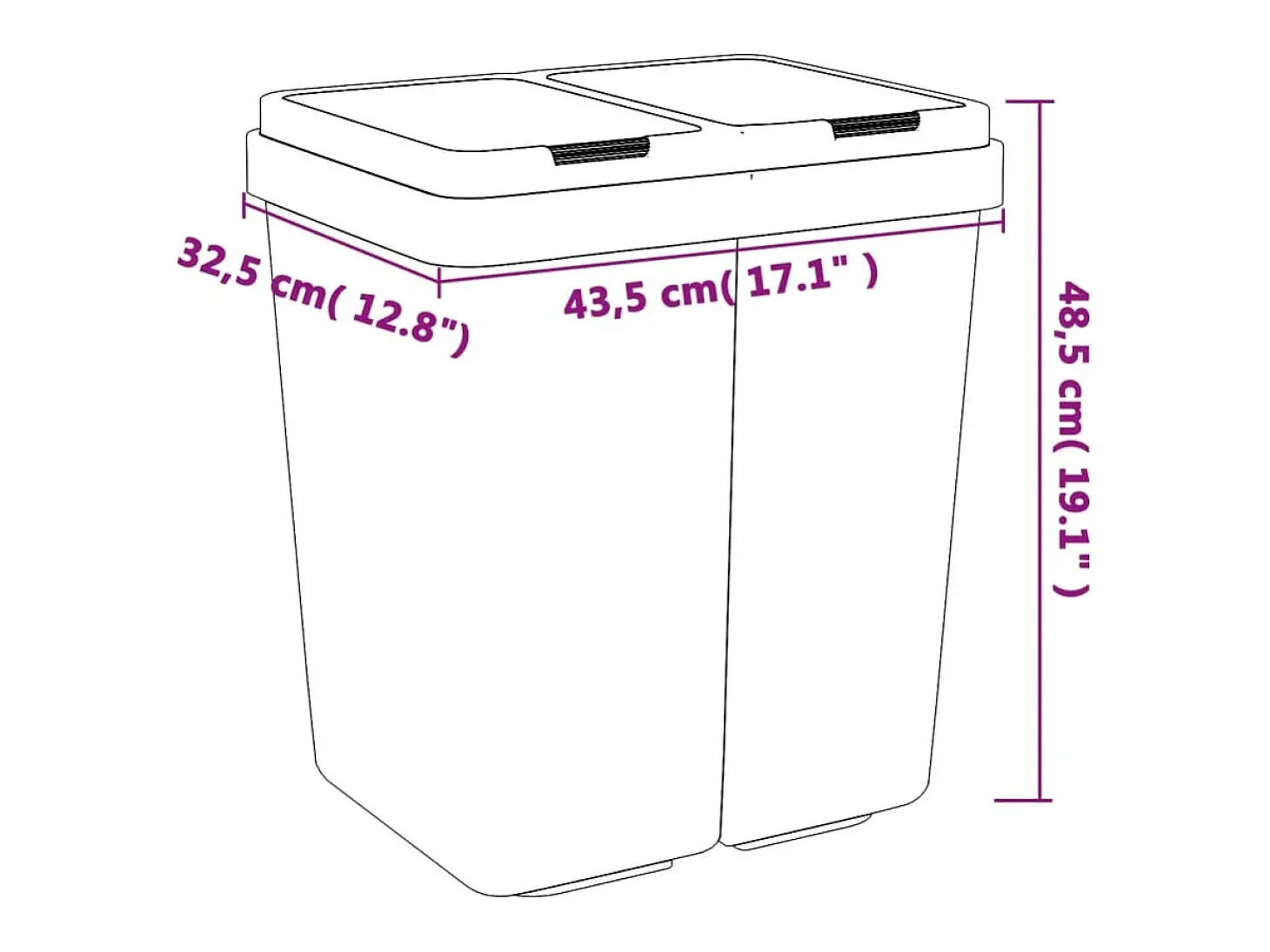 Lixeira dupla 2 x 25 litros branca 02_0043840