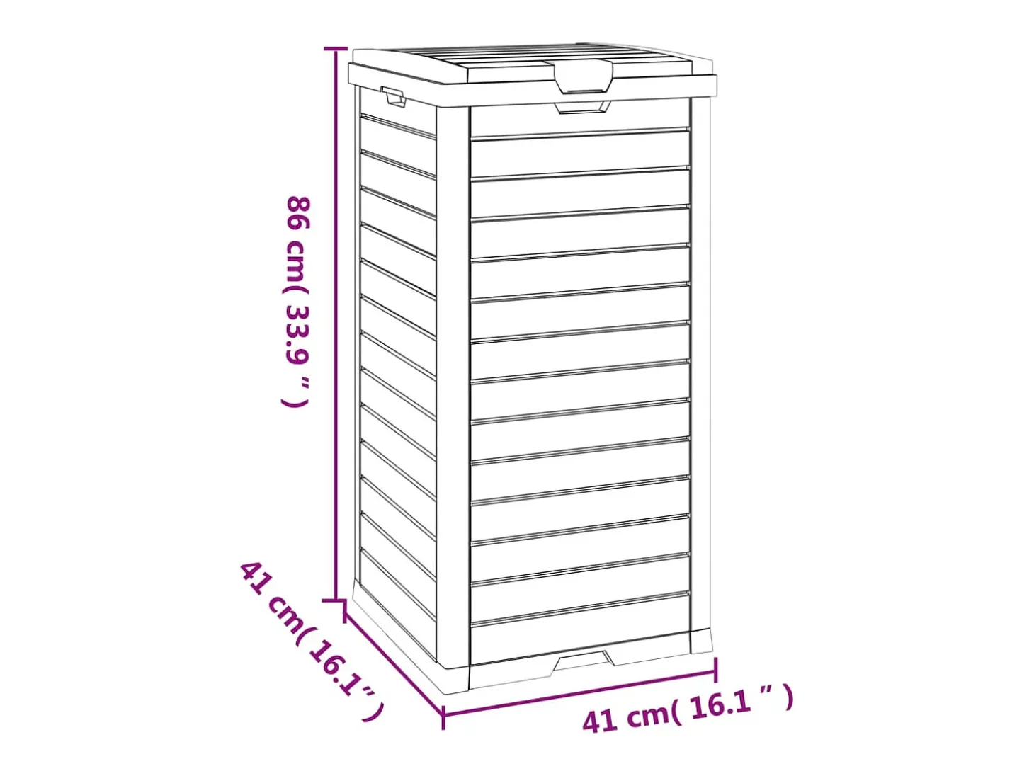 Lixeira externa 41 x 41 x 86 cm em polipropileno preto 02_0006069