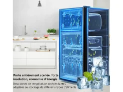 22L+38L Refrigerador com pés LED, ajustáveis, 172 kWh/ano, -27 ° C a 13 ° C, 7 nível de temperatura, energia E, 42x45.5x86.8cm