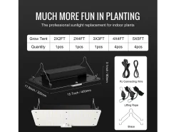 Lâmpada de Crescimento LED SucceBuy 150 W, Espectro Completo de Intensidade Variável, Diodos Samsung para Plantas de Interior, Vegetação, Floração, Estufa