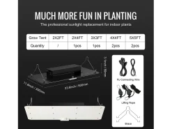 Lâmpada de Crescimento LED SucceBuy 200 W, Diodos Samsung de Alto Rendimento para Plantas de Interior, Mudas, Vegetação e Floração, Cultivo em Estufa