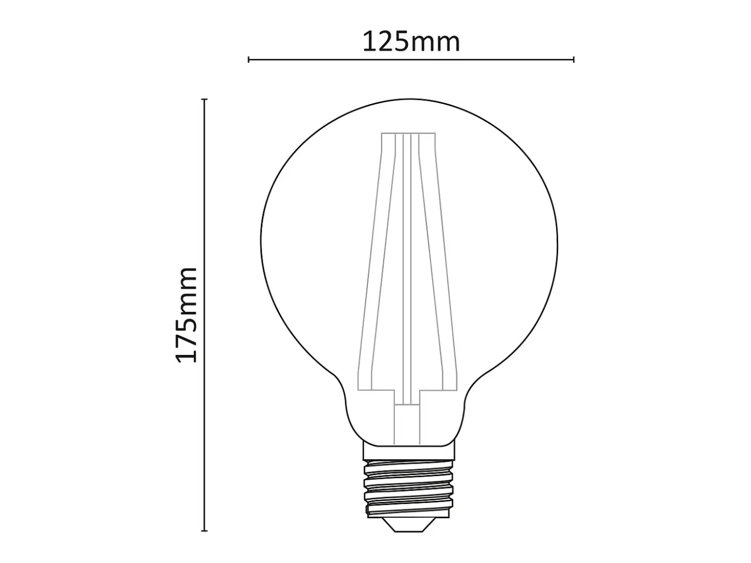 Lâmpada de filamento LED globo transparente 10W G125 1400lumen 3000K