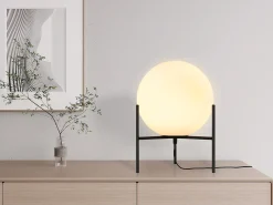 Lâmpada de mesa globo em pé, D. 25 x A. 35 cm, Preto e branco - BARLOW