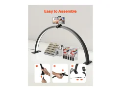 Lâmpada de Mesa, SucceBuy, Lâmpada de Mesa 30 W em Forma de Meia-lua com Suporte para Telemóvel - Brilho Ajustável