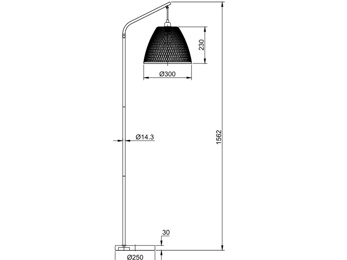 Lâmpada de pé Umiko de Bambu, altura 156 cm.