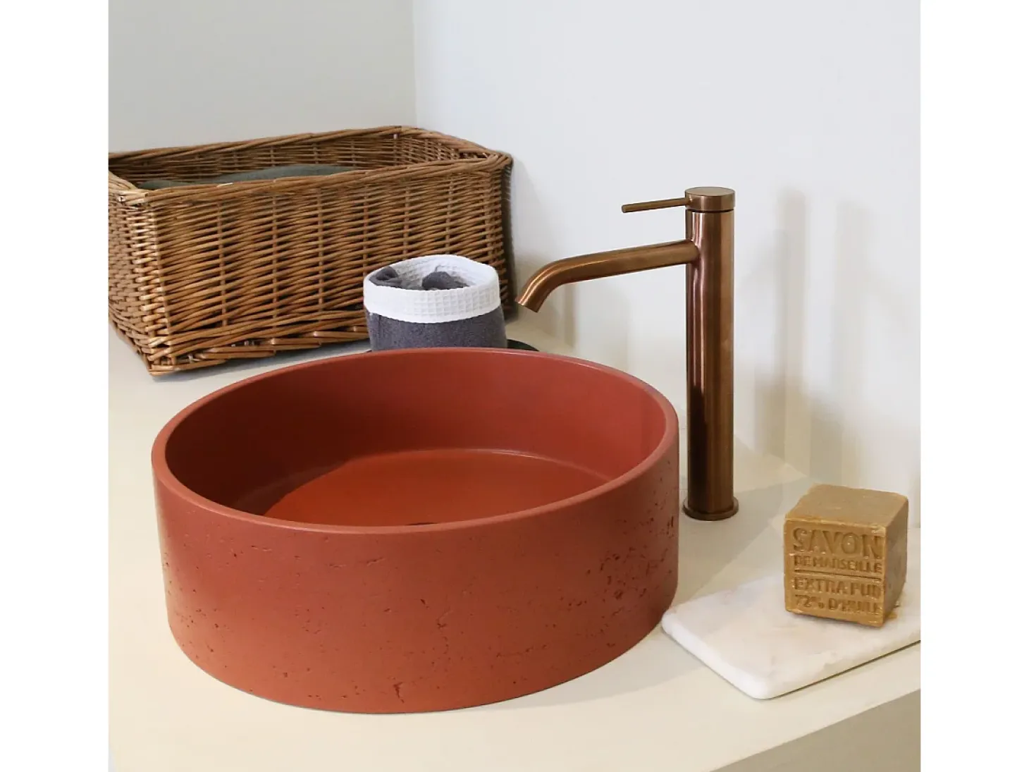 Lollipop Misturadora de lavatório alto cobre escovado Essebagno