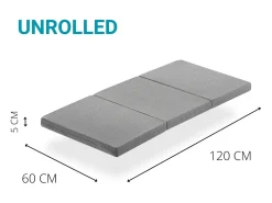 LOT X2 Colchão dobrável para cama de viagem 120 x 60 cm, colchão de espuma, espessura 5 cm, dobrável, colchão para parque infantil, 3 peças...