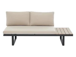 Lounge modular de jardim em alumínio: 2 sofás e uma mesa de centro - Antracite com almofadas bege - BAMBAÏA de MYLIA