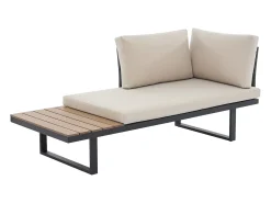 Lounge modular de jardim em alumínio: 2 sofás e uma mesa de centro - Antracite com almofadas bege - BAMBAÏA de MYLIA